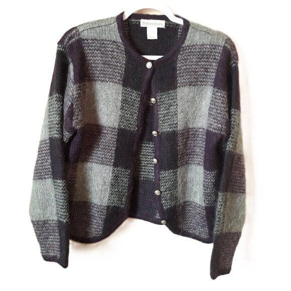 Dress Barn Sweaters - Dress Barn Mohair Blend Plaid Cardigan M Academia Preppy Twee Scandi